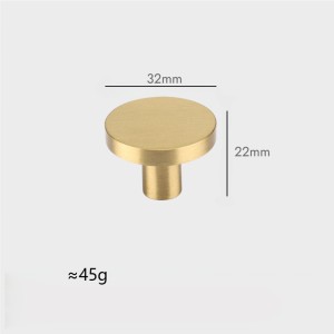 黄铜衣柜柜子抽屉拉手圆形 电视柜橱柜门现代简约把手 - Φ32mm